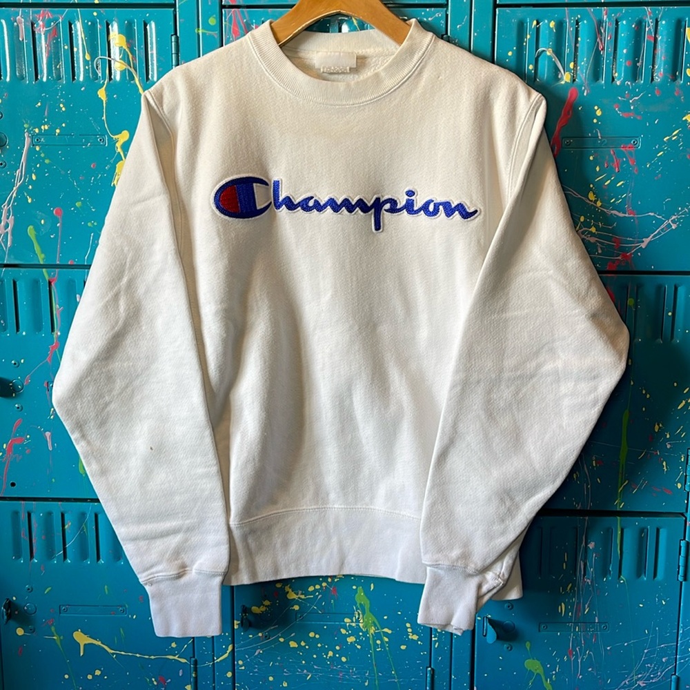 ❄️VINTAGE Champion White Sweatshirt. Very Thick. Small. M132